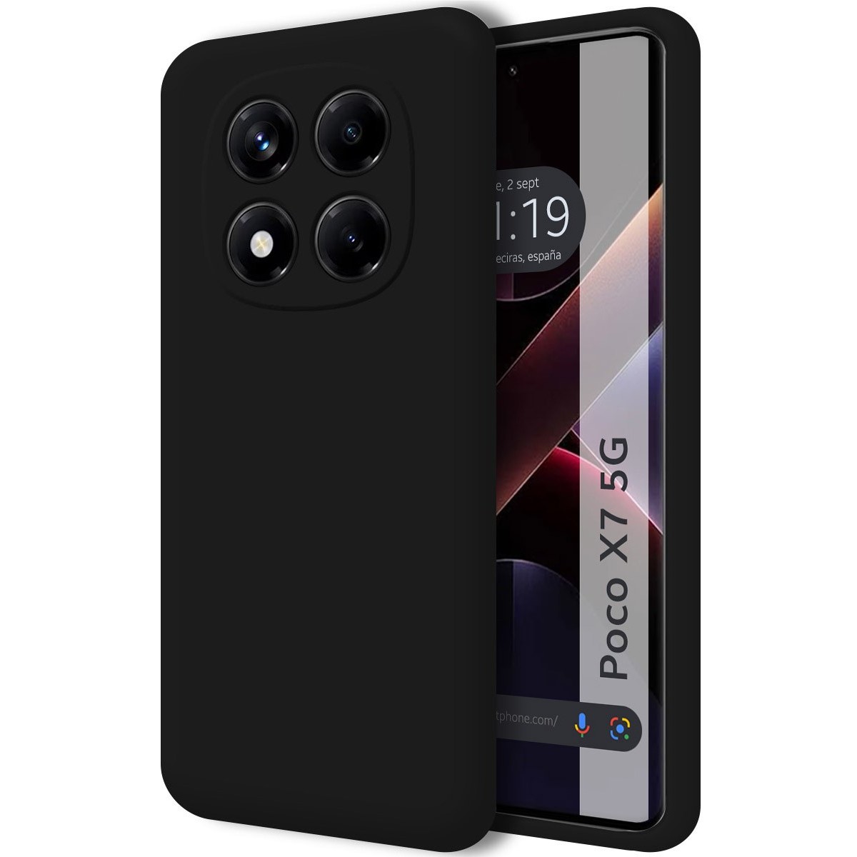 Funda Silicona Líquida Ultra Suave para Xiaomi Poco X7 5G color Negra