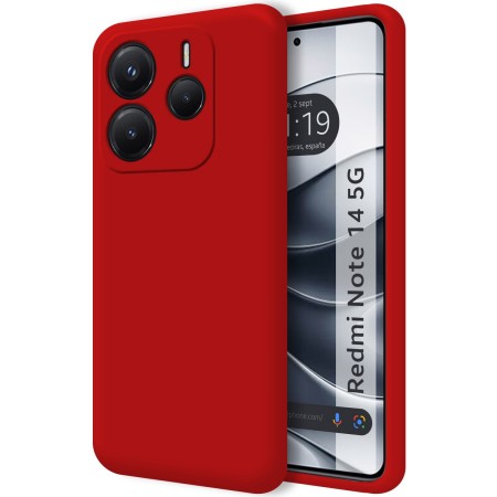 Funda Silicona Líquida Ultra Suave para Xiaomi Redmi Note 14 5G color Roja