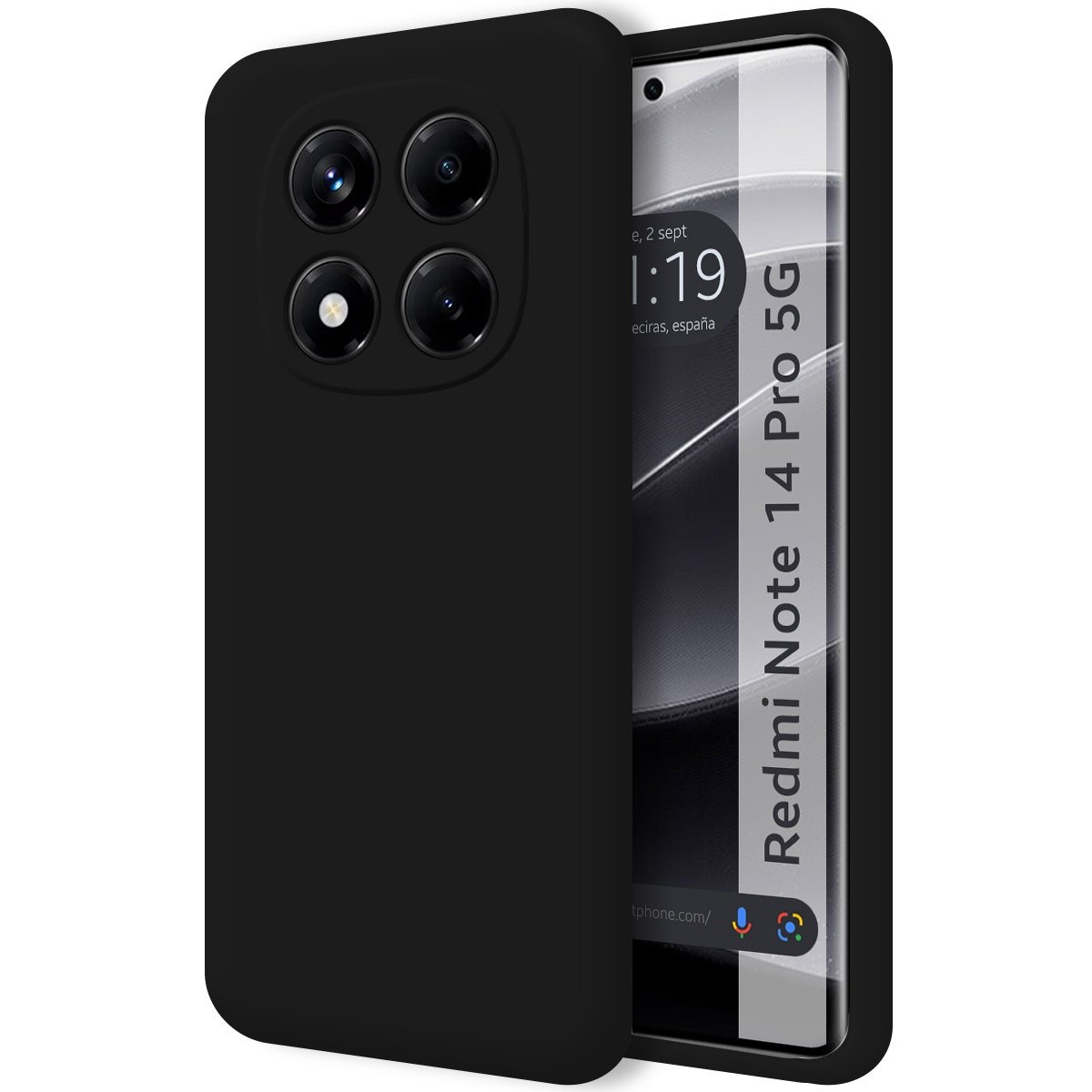 Funda Silicona Líquida Ultra Suave para Xiaomi Redmi Note 14 Pro 5G color Negra