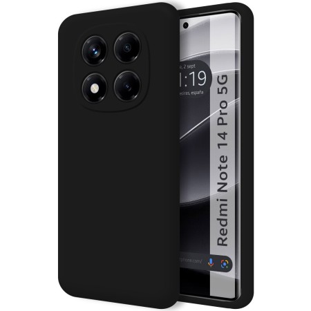 Funda Silicona Líquida Ultra Suave para Xiaomi Redmi Note 14 Pro 5G color Negra