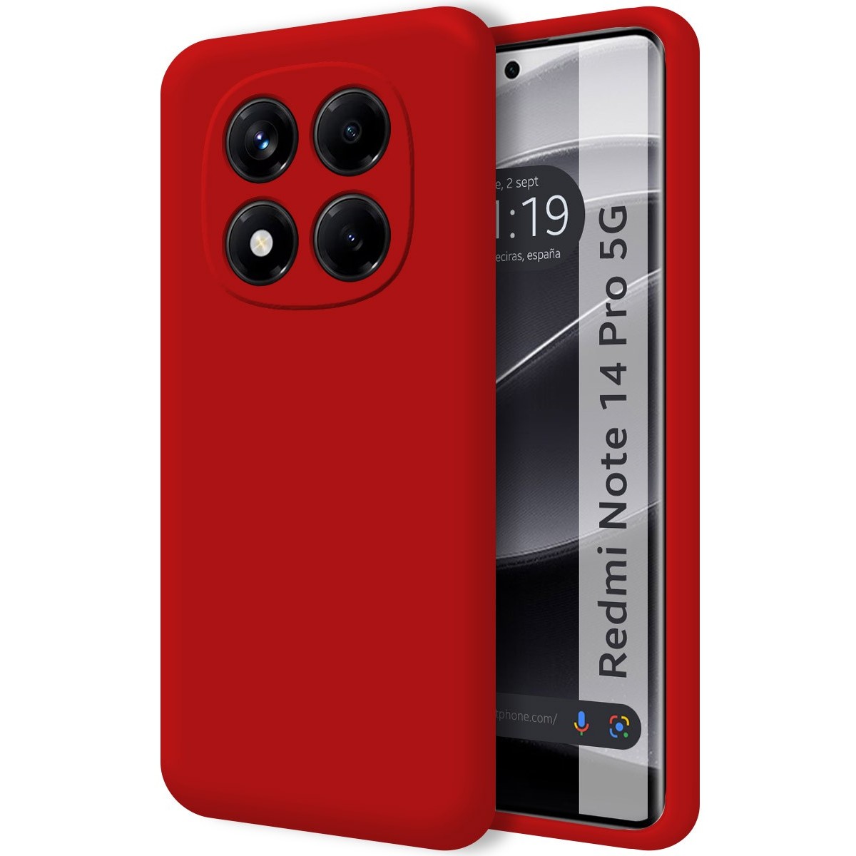 Funda Silicona Líquida Ultra Suave para Xiaomi Redmi Note 14 Pro 5G color Roja