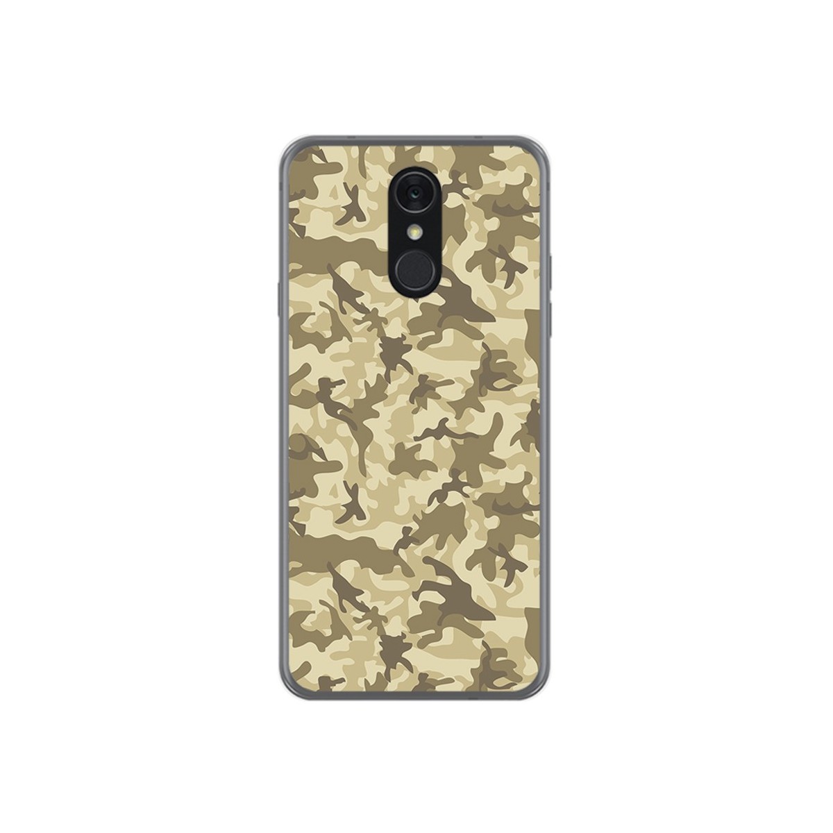 Funda Gel Tpu para Lg Q7 Diseño Sand Camuflaje Dibujos