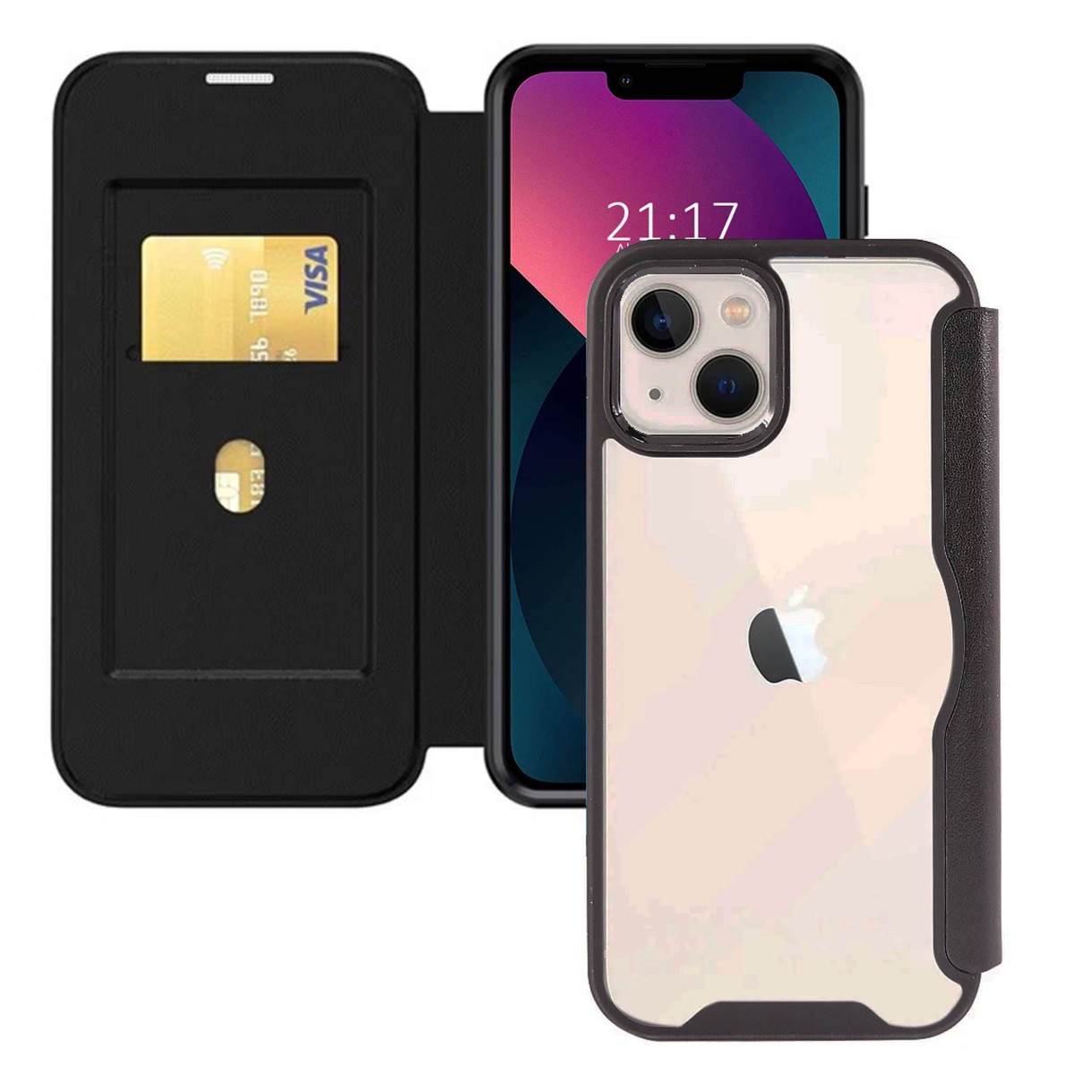 Funda Híbrida con Tapa Magnética para Iphone 13 (6.1) color Negra