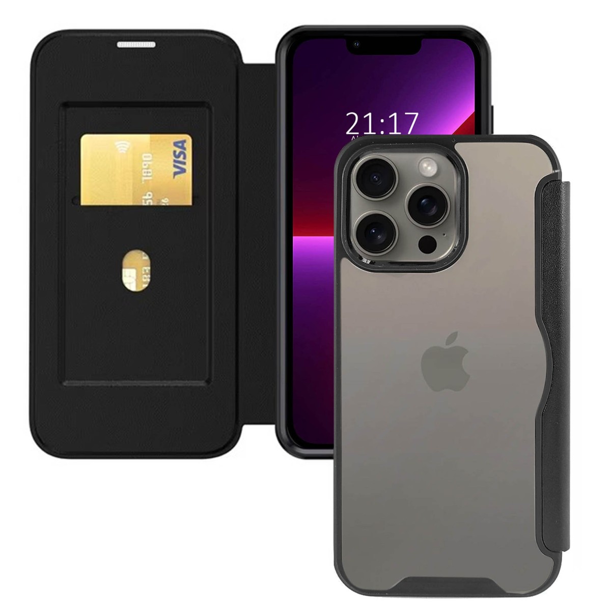 Funda Híbrida con Tapa Magnética para Iphone 13 Pro (6.1) color Negra