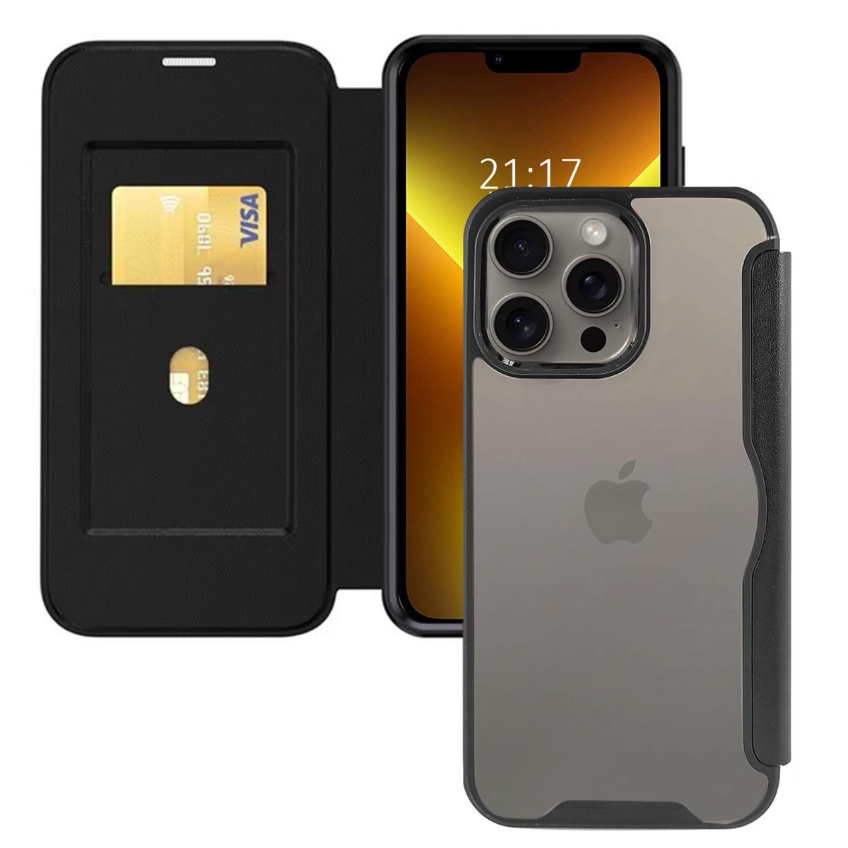 Funda Híbrida con Tapa Magnética para Iphone 13 Pro Max (6.7) color Negra