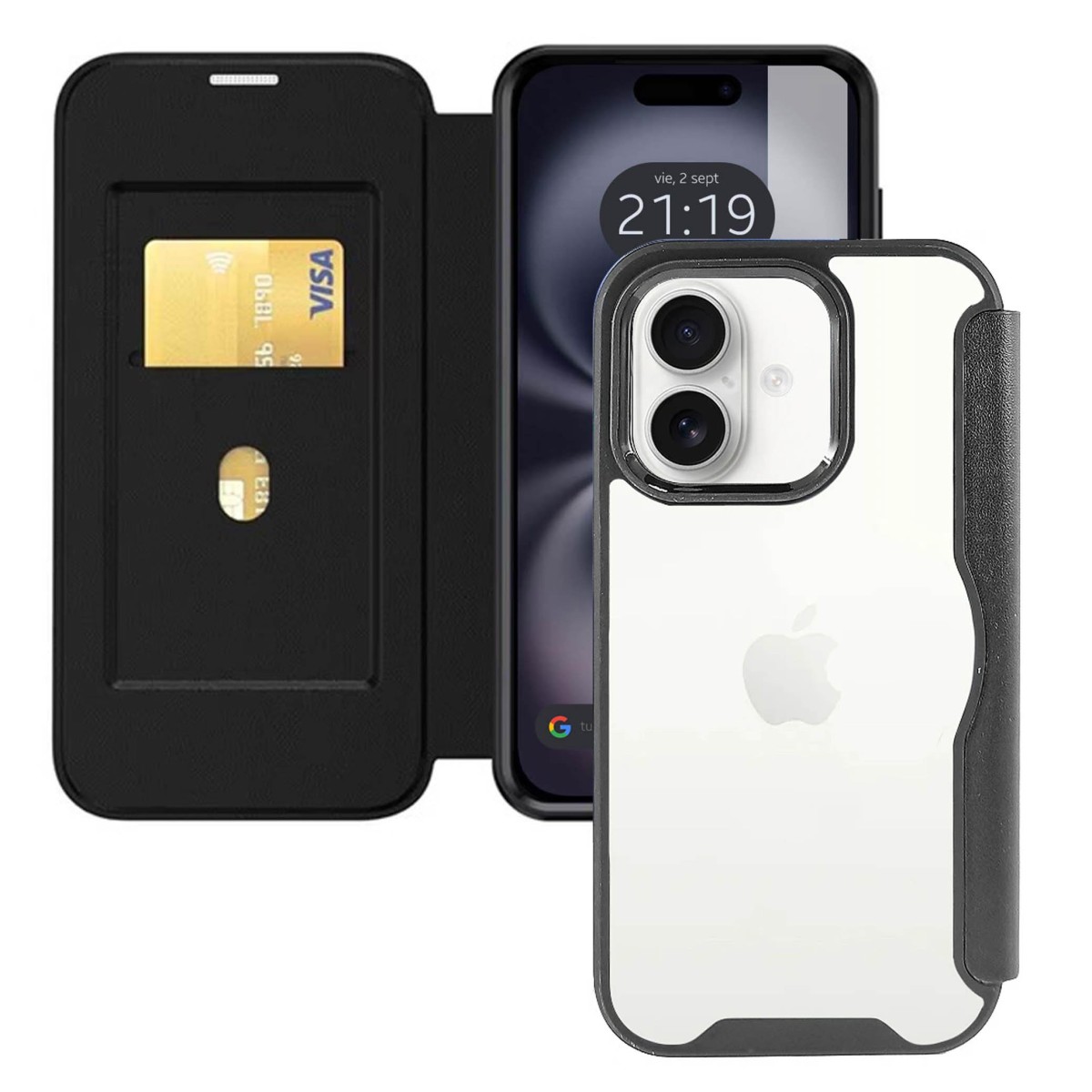 Funda Híbrida con Tapa Magnética para Iphone 16 Plus (6.7) color Negra