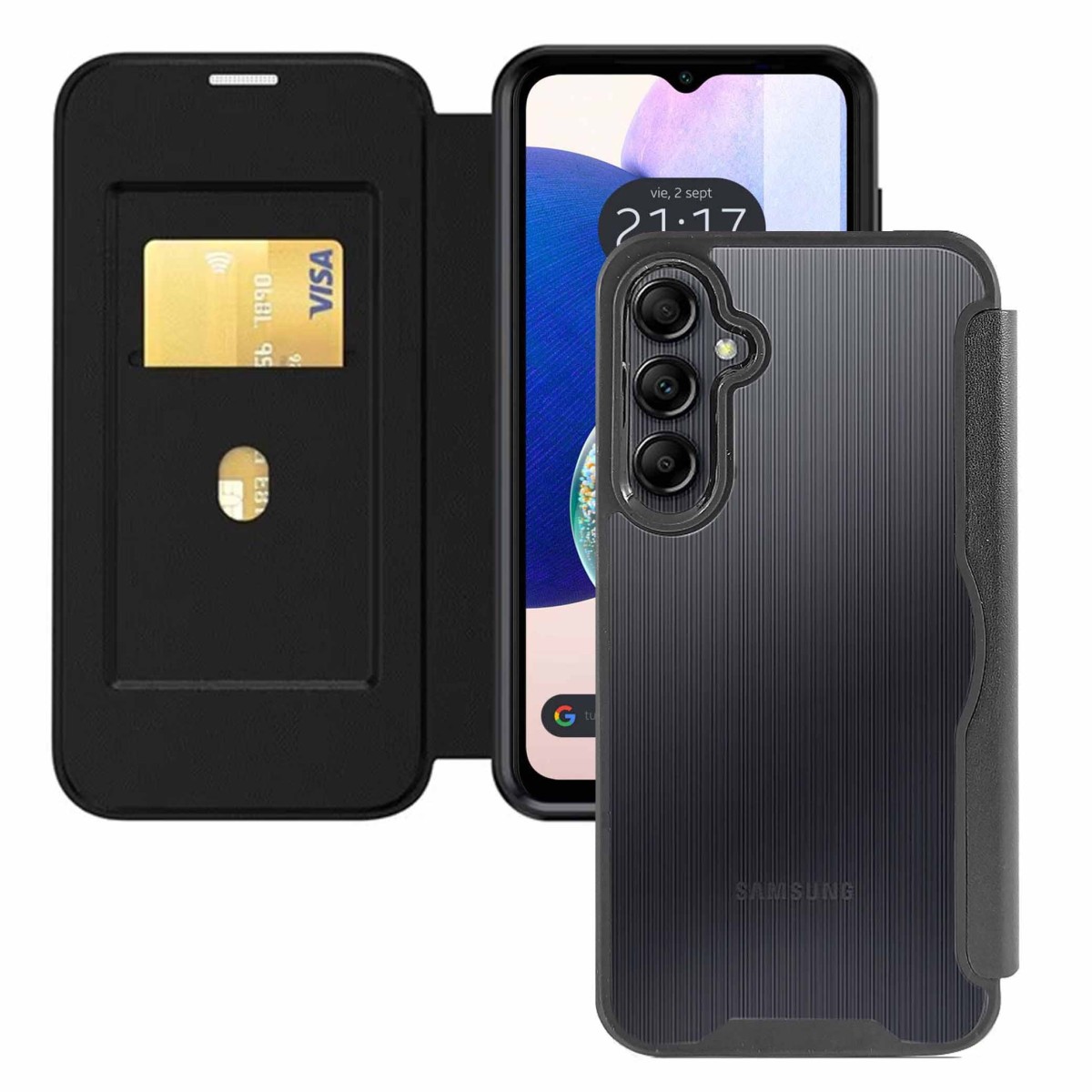 Funda Híbrida con Tapa Magnética para Samsung Galaxy A14 4G / 5G color Negra