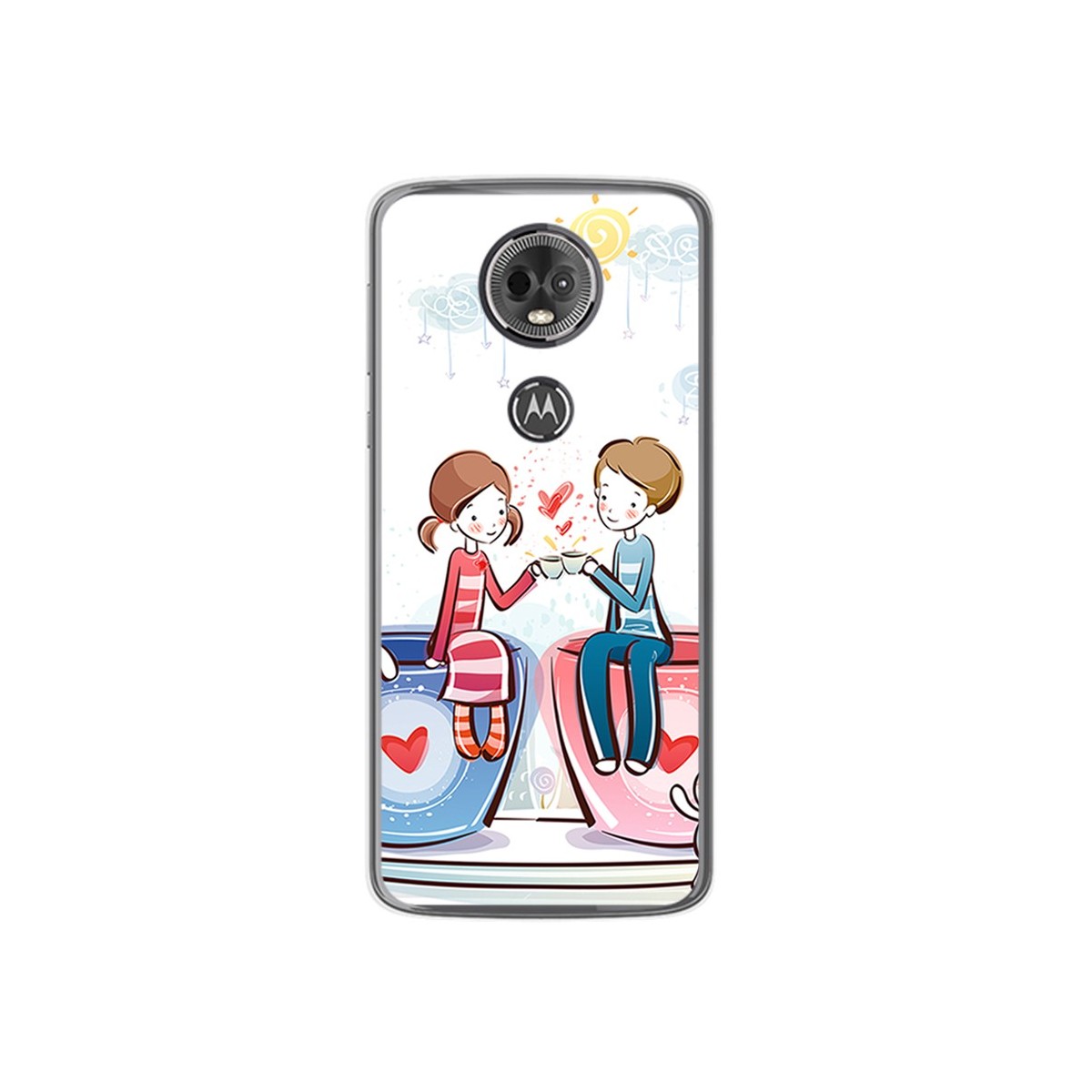 Funda Gel Tpu para Motorola Moto E5 Plus Diseño Cafe Dibujos