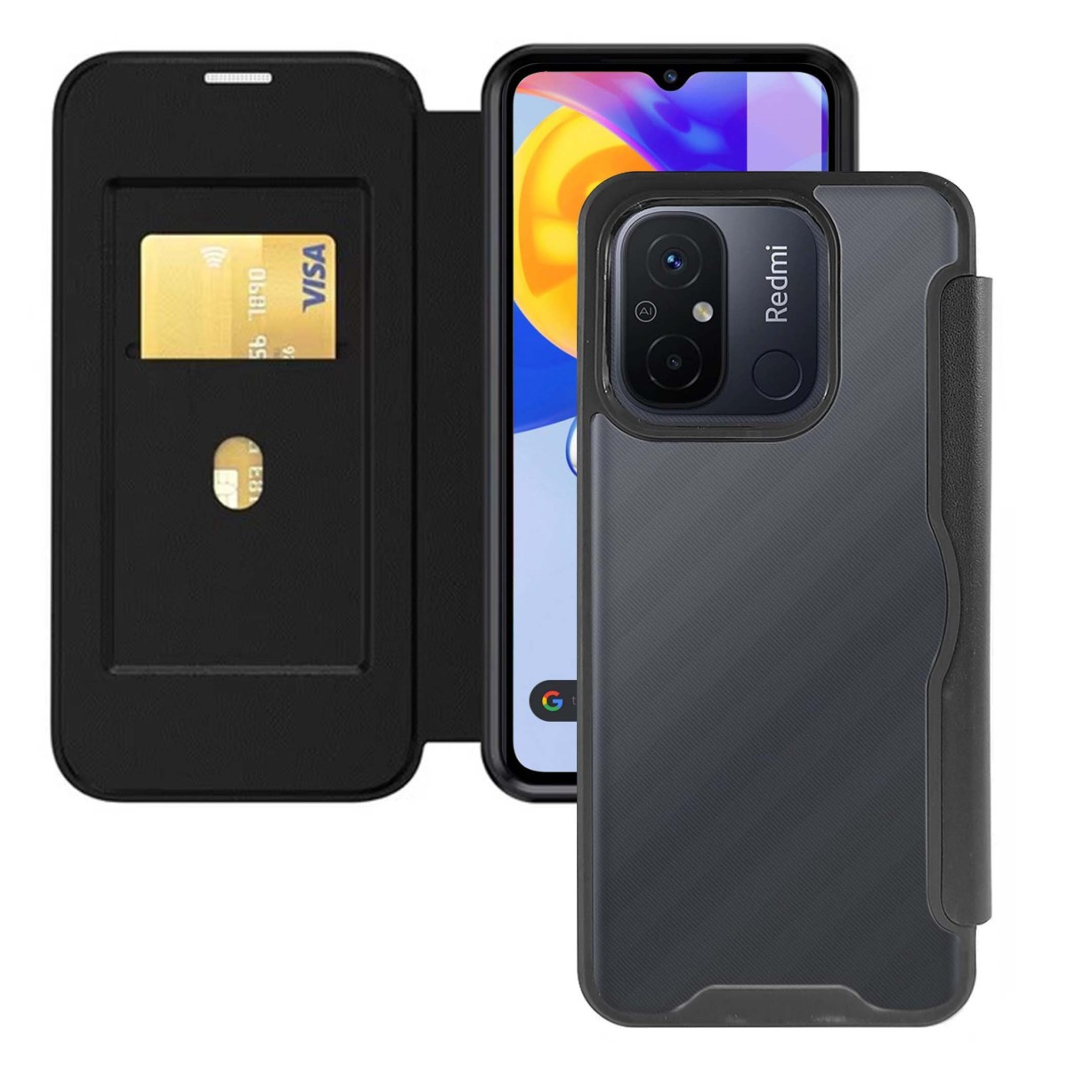 Funda Híbrida con Tapa Magnética para Xiaomi Redmi 12C color Negra