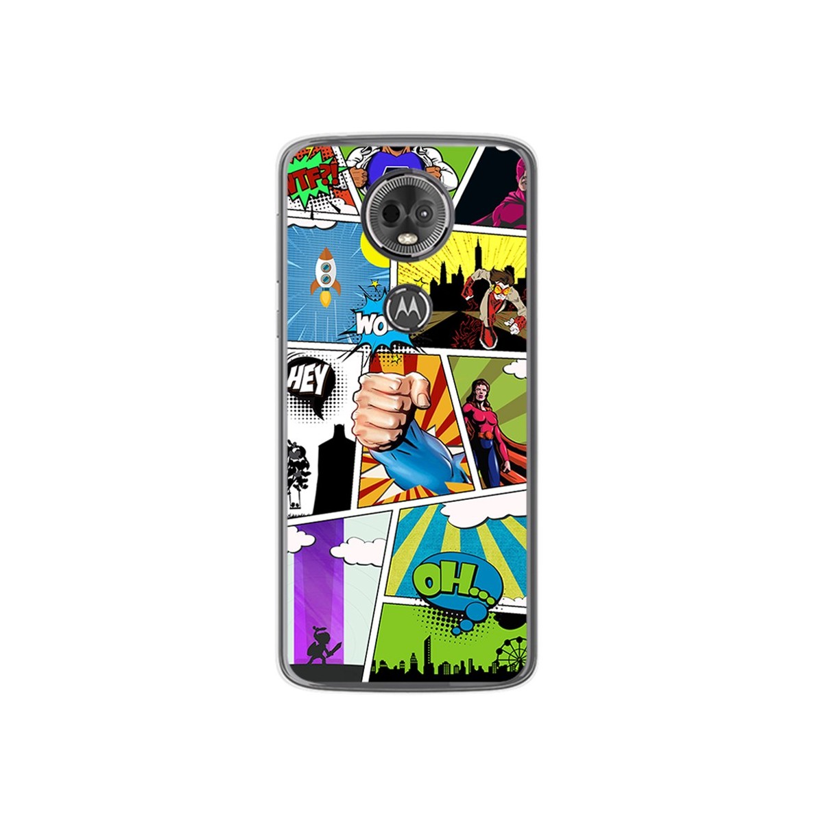Funda Gel Tpu para Motorola Moto E5 Plus Diseño Comic Dibujos