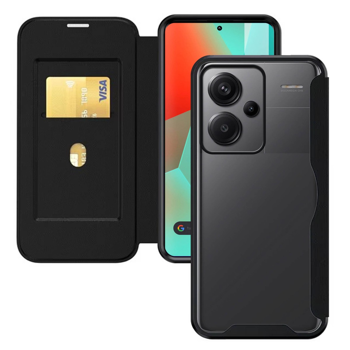 Funda Híbrida con Tapa Magnética para Xiaomi Redmi Note 13 Pro+ Plus 5G color Negra