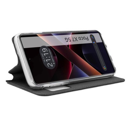 Funda Libro Soporte con Ventana para Xiaomi Poco X7 5G color Negra