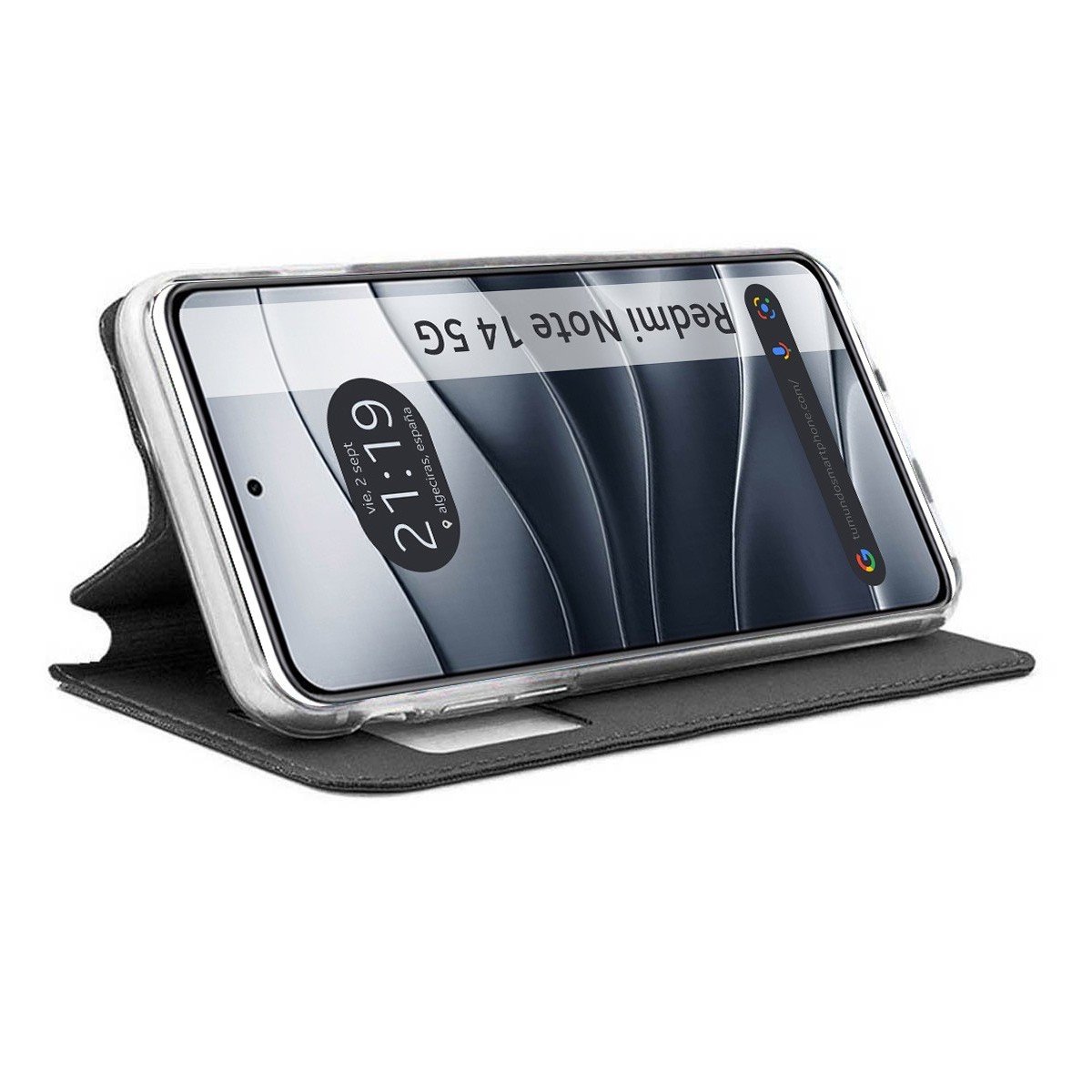 Funda Libro Soporte con Ventana para Xiaomi Redmi Note 14 5G color Negra