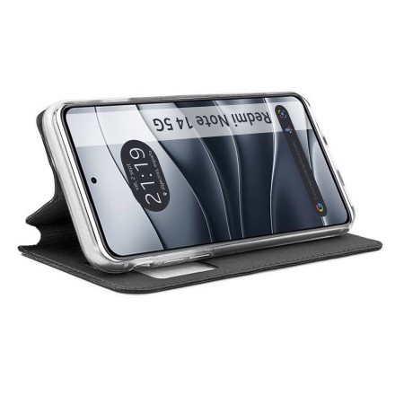 Funda Libro Soporte con Ventana para Xiaomi Redmi Note 14 5G color Negra