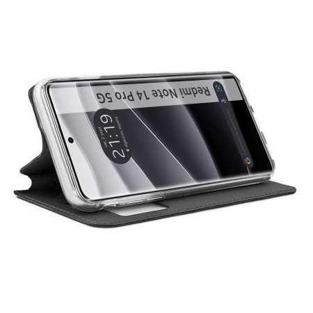Funda Libro Soporte con Ventana para Xiaomi Redmi Note 14 Pro 5G color Negra