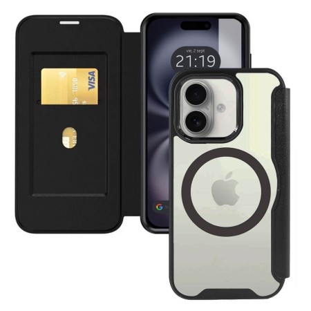 Funda Magnética Híbrida con Tapa para Iphone 16 (6.1) color Negra