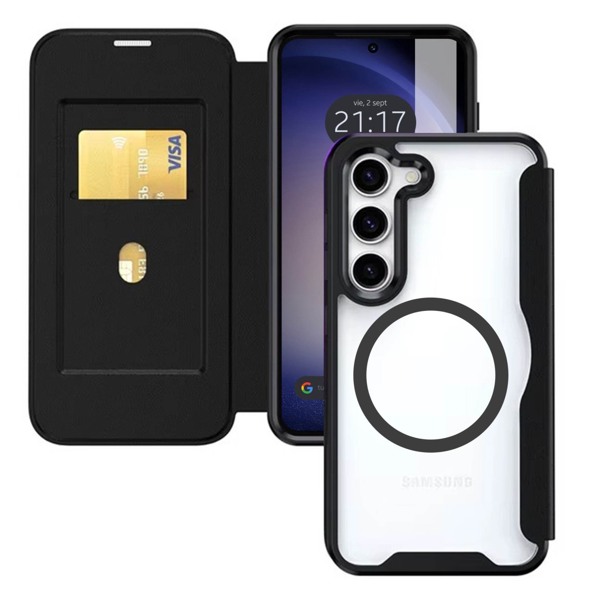 Funda Magnética Híbrida con Tapa para Samsung Galaxy S24+ Plus 5G color Negra