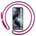 Funda Colgante Transparente para Xiaomi Redmi Note 14 4G con Cordon Rosa Fucsia