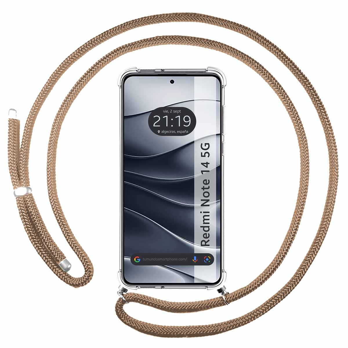 Funda Colgante Transparente para Xiaomi Redmi Note 14 5G con Cordon Camel