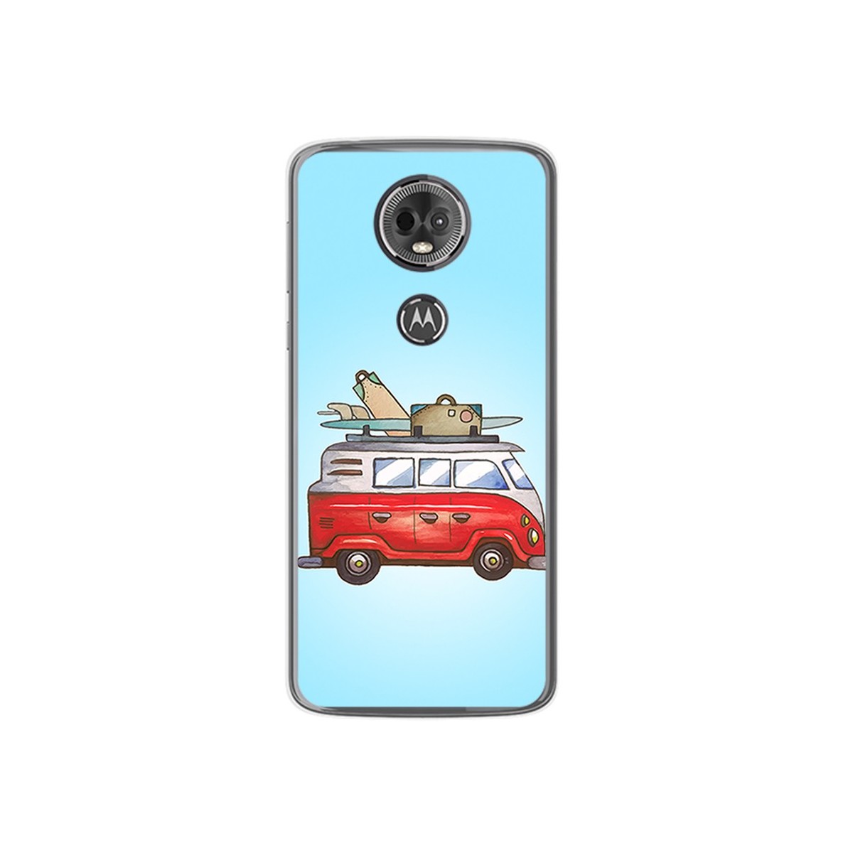 Funda Gel Tpu para Motorola Moto E5 Plus Diseño Furgoneta Dibujos
