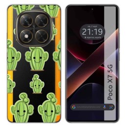 Funda Silicona Transparente para Xiaomi Poco X7 5G diseño Cactus Dibujos