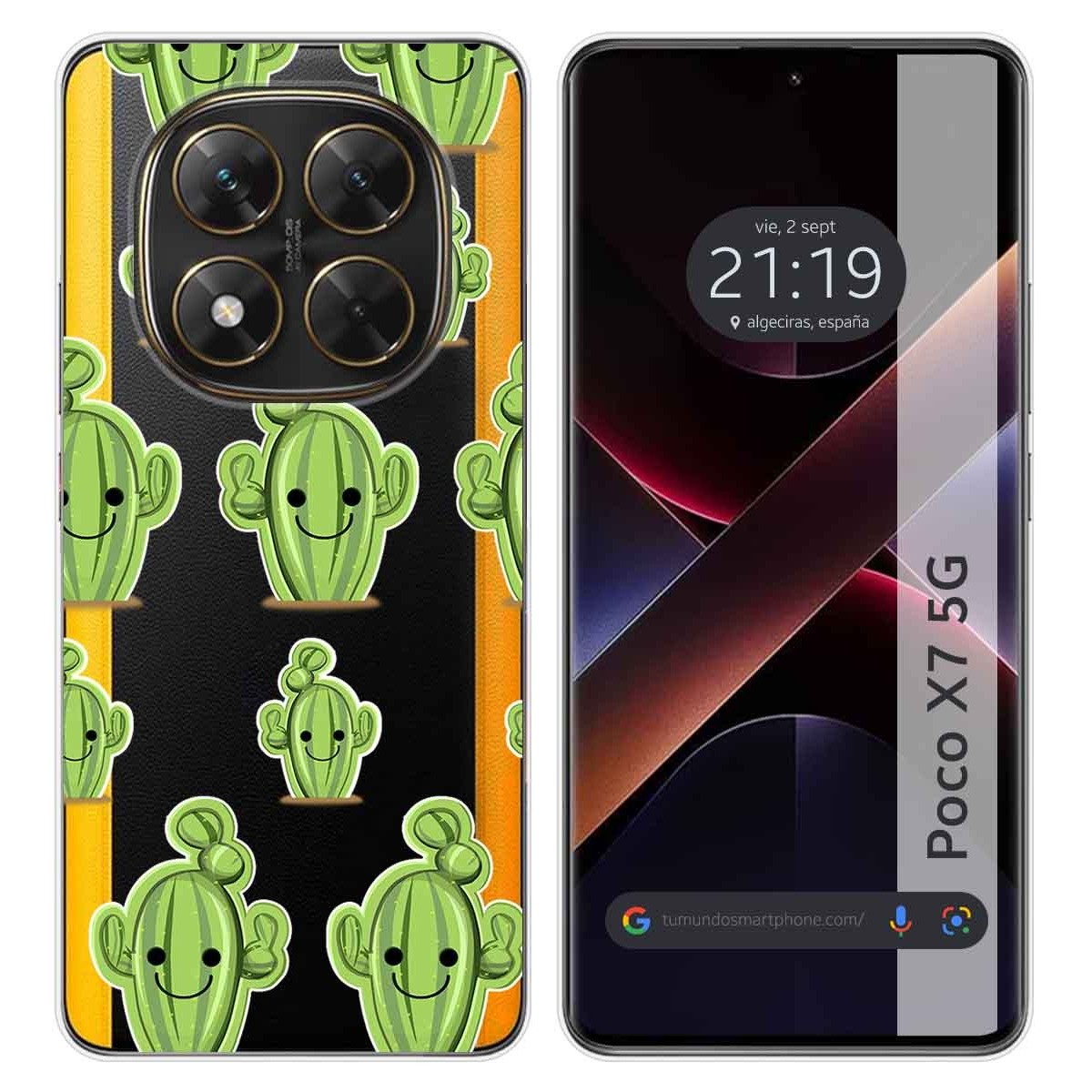 Funda Silicona Transparente para Xiaomi Poco X7 5G diseño Cactus Dibujos