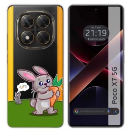 Funda Silicona Transparente para Xiaomi Poco X7 5G diseño Conejo Dibujos