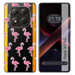 Funda Silicona Transparente para Xiaomi Poco X7 5G diseño Flamenco Dibujos