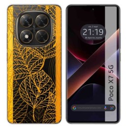Funda Silicona Transparente para Xiaomi Poco X7 5G diseño Hojas Dibujos