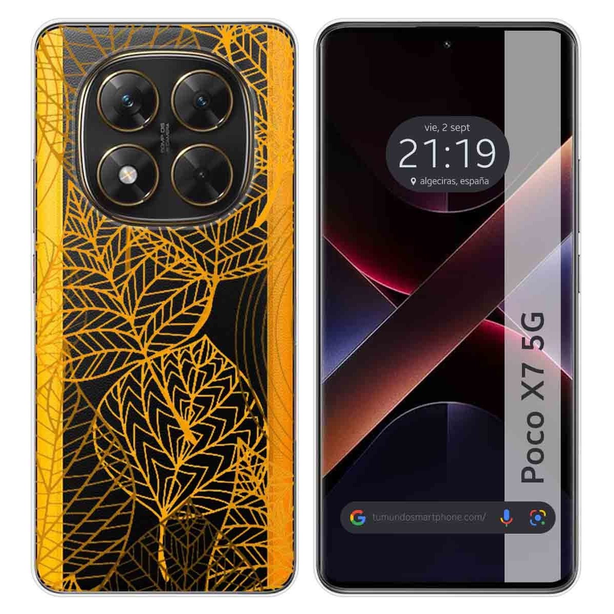 Funda Silicona Transparente para Xiaomi Poco X7 5G diseño Hojas Dibujos