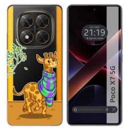 Funda Silicona Transparente para Xiaomi Poco X7 5G diseño Jirafa Dibujos