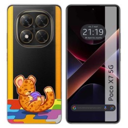 Funda Silicona Transparente para Xiaomi Poco X7 5G diseño Leopardo Dibujos