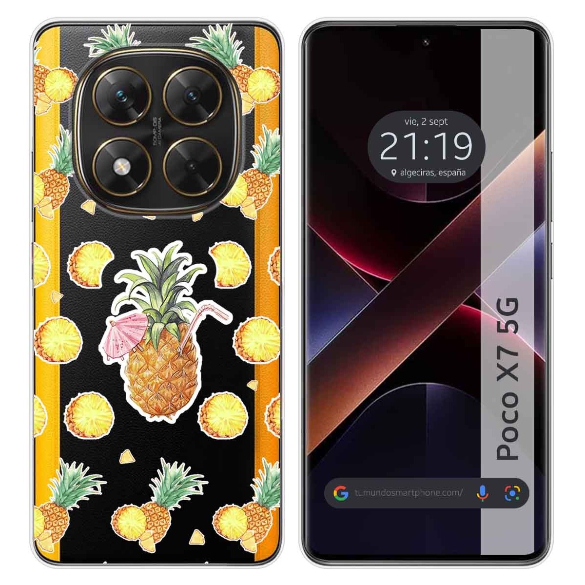 Funda Silicona Transparente para Xiaomi Poco X7 5G diseño Piña Dibujos