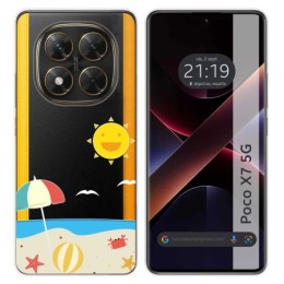 Funda Silicona Transparente para Xiaomi Poco X7 5G diseño Playa Dibujos
