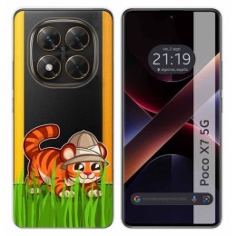 Funda Silicona Transparente para Xiaomi Poco X7 5G diseño Tigre Dibujos