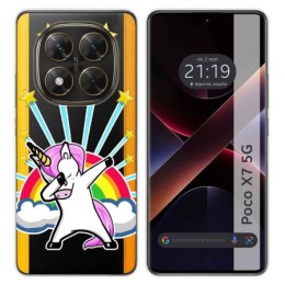 Funda Silicona Transparente para Xiaomi Poco X7 5G diseño Unicornio Dibujos