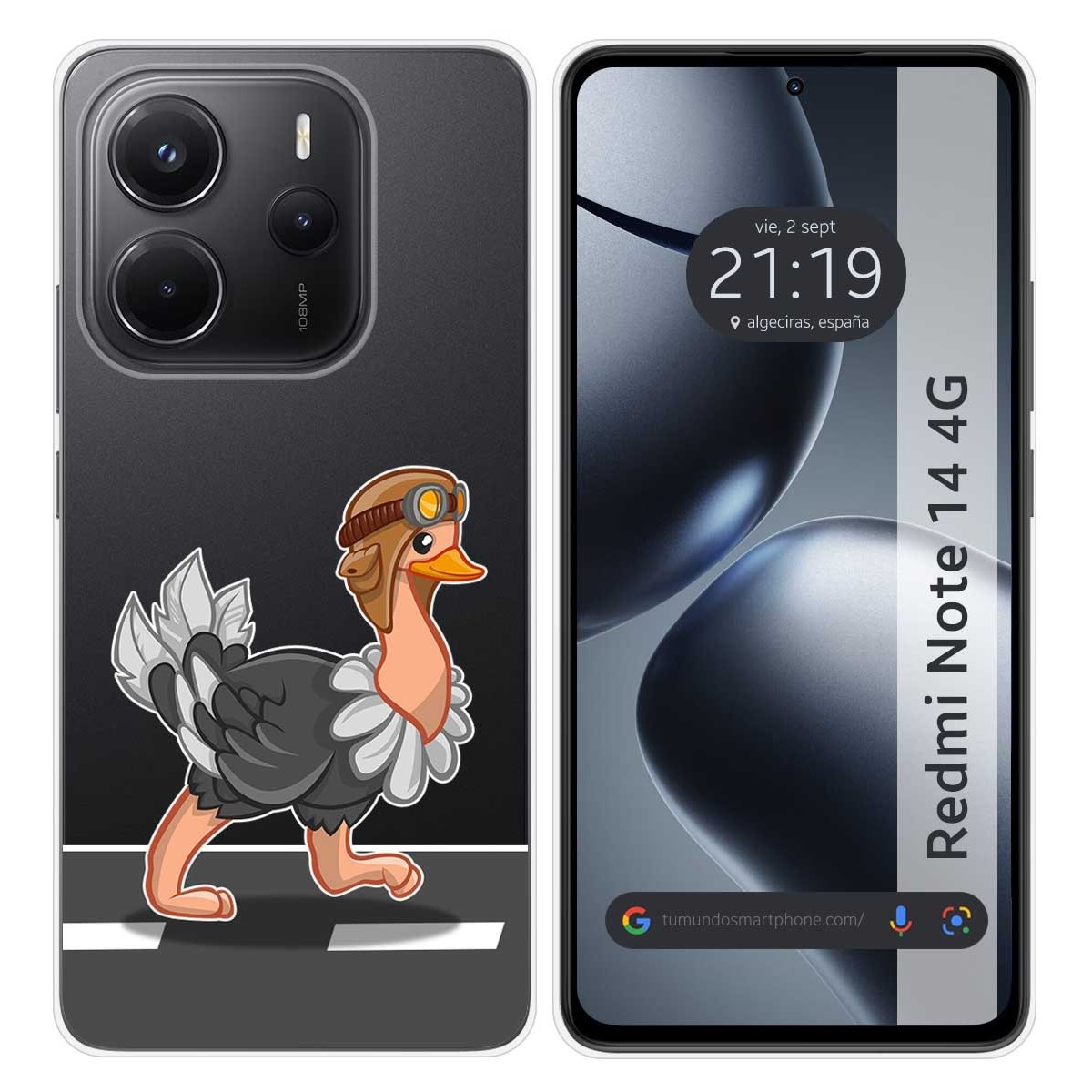 Funda Silicona Transparente para Xiaomi Redmi Note 14 4G diseño Avestruz Dibujos