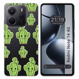 Funda Silicona Transparente para Xiaomi Redmi Note 14 4G diseño Cactus Dibujos