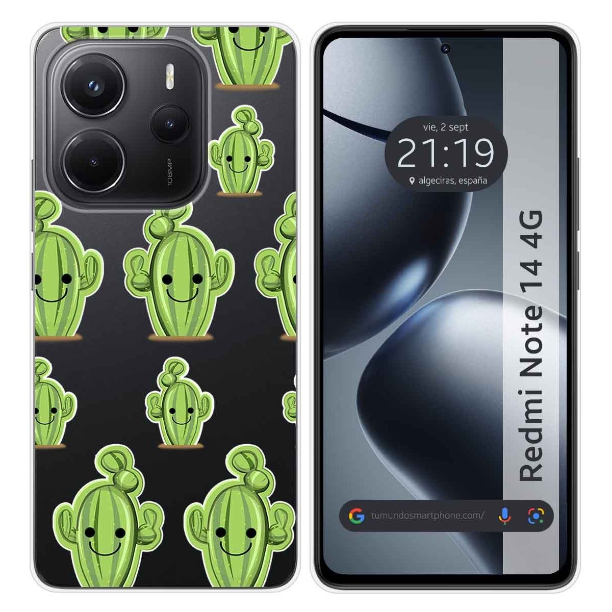 Funda Silicona Transparente para Xiaomi Redmi Note 14 4G diseño Cactus Dibujos