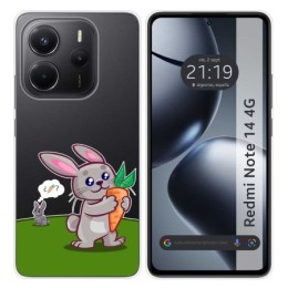 Funda Silicona Transparente para Xiaomi Redmi Note 14 4G diseño Conejo Dibujos