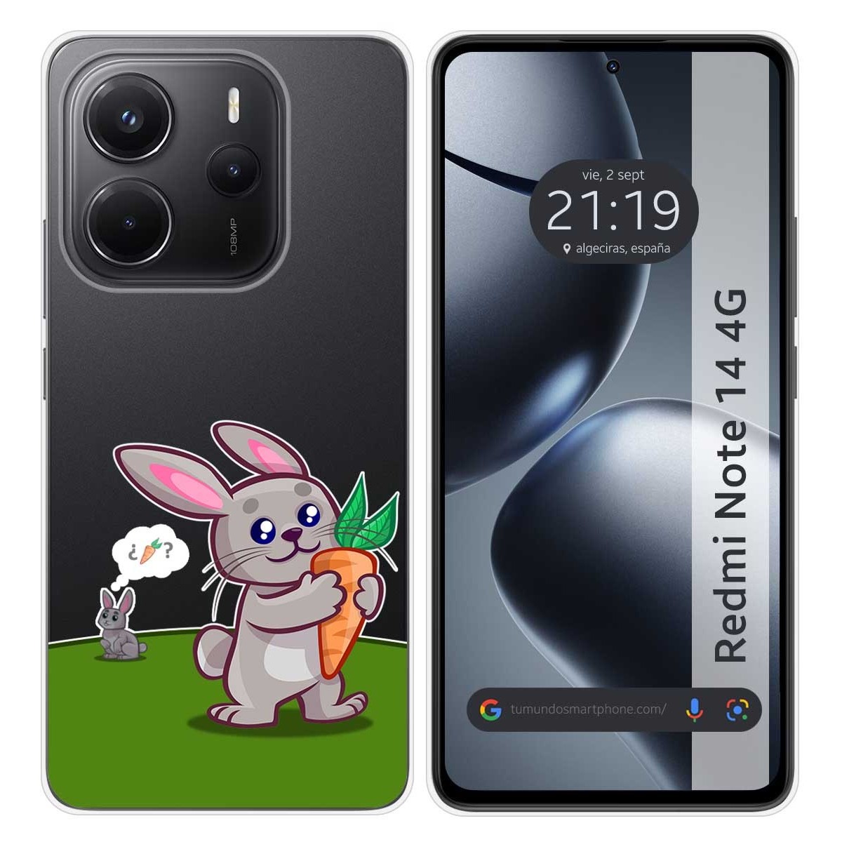 Funda Silicona Transparente para Xiaomi Redmi Note 14 4G diseño Conejo Dibujos