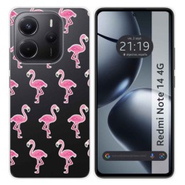 Funda Silicona Transparente para Xiaomi Redmi Note 14 4G diseño Flamenco Dibujos