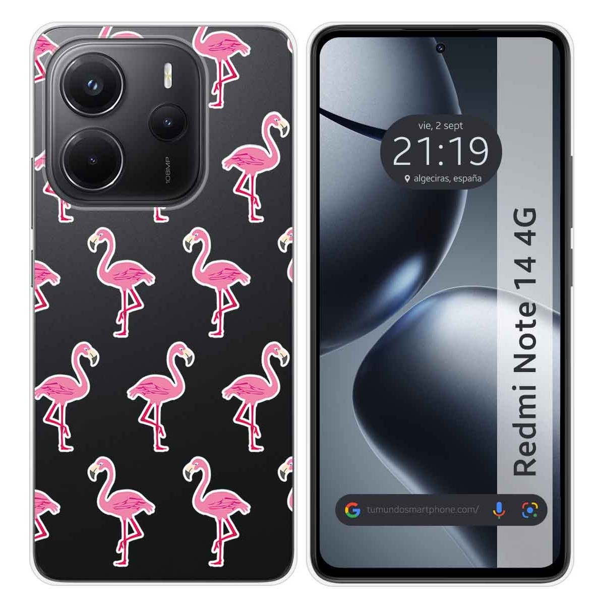 Funda Silicona Transparente para Xiaomi Redmi Note 14 4G diseño Flamenco Dibujos