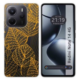 Funda Silicona Transparente para Xiaomi Redmi Note 14 4G diseño Hojas Dibujos