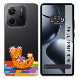 Funda Silicona Transparente para Xiaomi Redmi Note 14 4G diseño Leopardo Dibujos