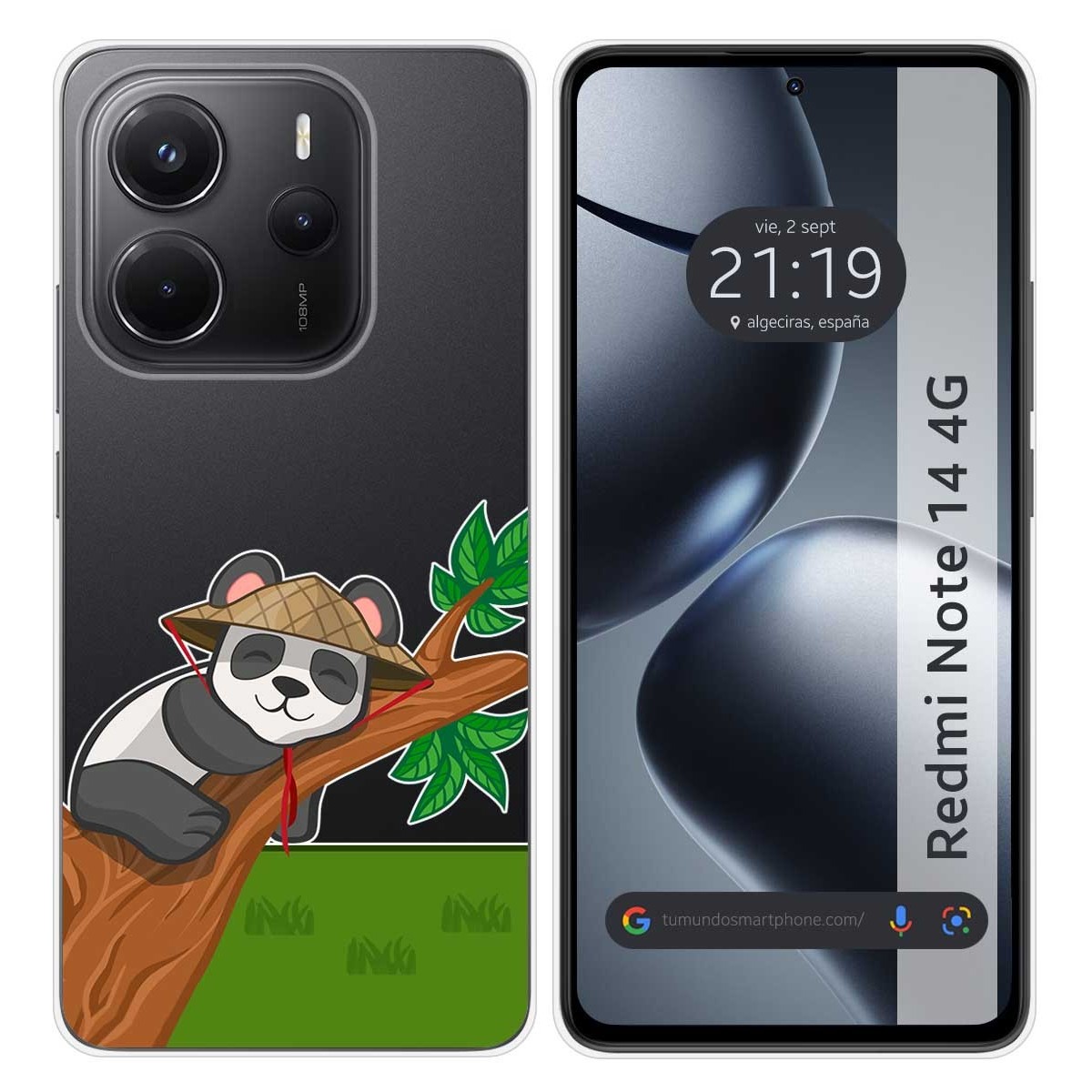 Funda Silicona Transparente para Xiaomi Redmi Note 14 4G diseño Panda Dibujos