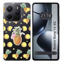 Funda Silicona Transparente para Xiaomi Redmi Note 14 4G diseño Piña Dibujos