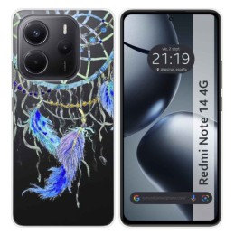 Funda Silicona Transparente para Xiaomi Redmi Note 14 4G diseño Plumas Dibujos