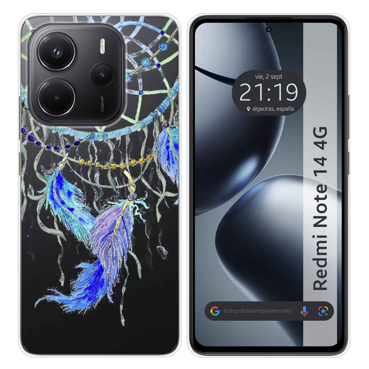 Funda Silicona Transparente para Xiaomi Redmi Note 14 4G diseño Plumas Dibujos