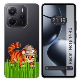 Funda Silicona Transparente para Xiaomi Redmi Note 14 4G diseño Tigre Dibujos